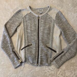 Lucky Lotus Lucky Brand Gray and Cream Knit Sweater Medium